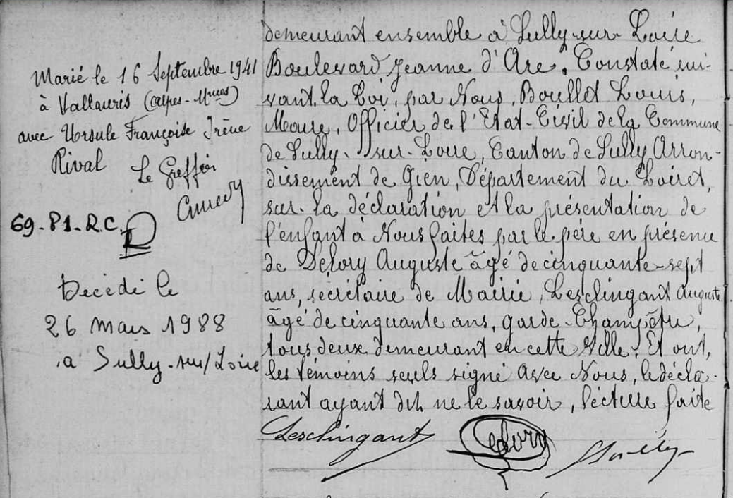 acte de naissance Martial P Paysé partie 2
