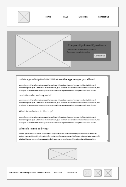 FAQs page wireframe